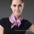 Ms Elegant Purple Silk Small Squares Stewardess Scarf
